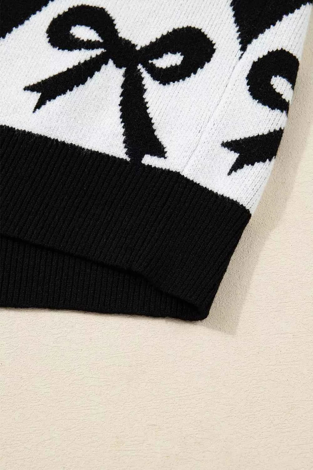 Bow Pattern Long Sleeve Contrast Sweater a4f95fb1-d0ce-401e-b694-efbb8c471a03-Max-Origin