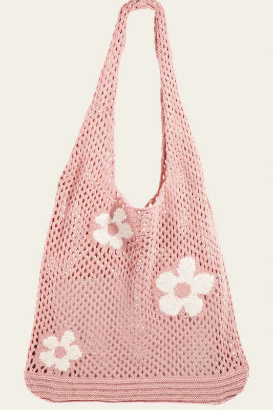 Fame Flower Knitted Shoulder Bag Dusty Pink One Size a502ad58-e132-4927-bbcc-99e38b355368-Max-Origin