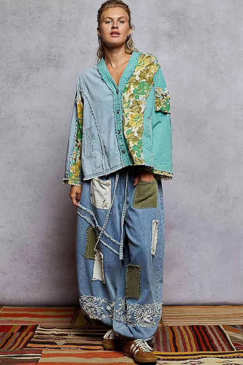 POL Button Down Floral V-Neck Long Sleeve Raw Hem Top a507d26f-9d80-4981-8170-193f1f67c9c4-Max-Origin