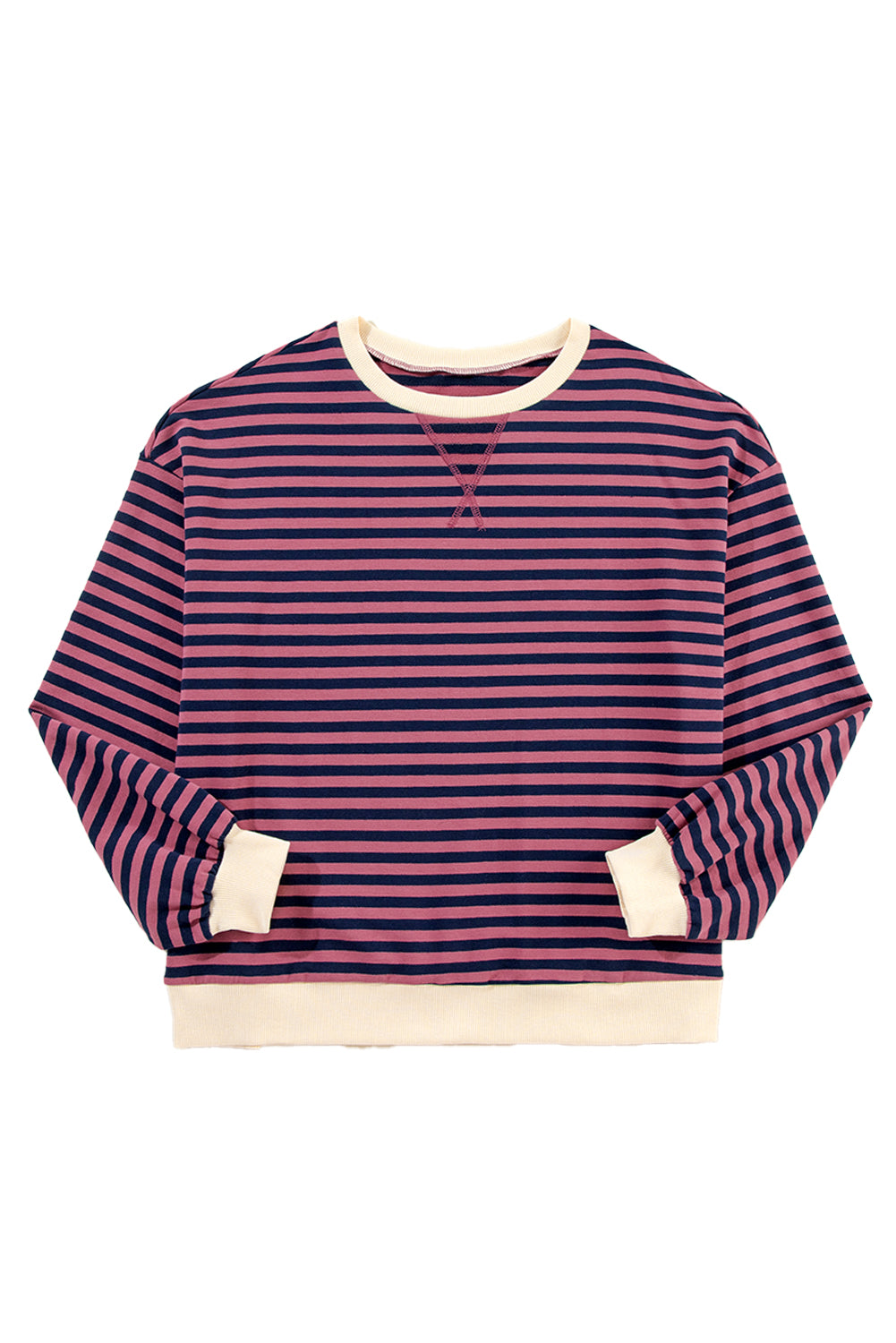Black Stripe Contrast Edge Cross Seam Oversized Sweatshirt a509a3d53eafe0f0