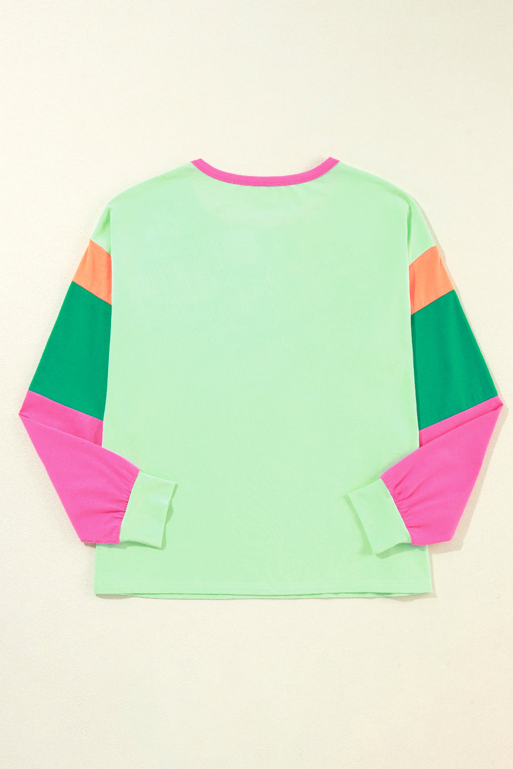 Green Color Block Sleeve Loose Fit Top a50b6ca8d3ea8162