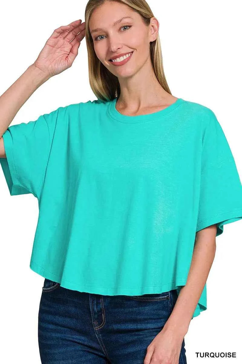 Zenana Cotton Round Neck Short Sleeve T-Shirt TURQUOISE a514ff1175a44c44881ce9b47cd90c99-Max-Origin