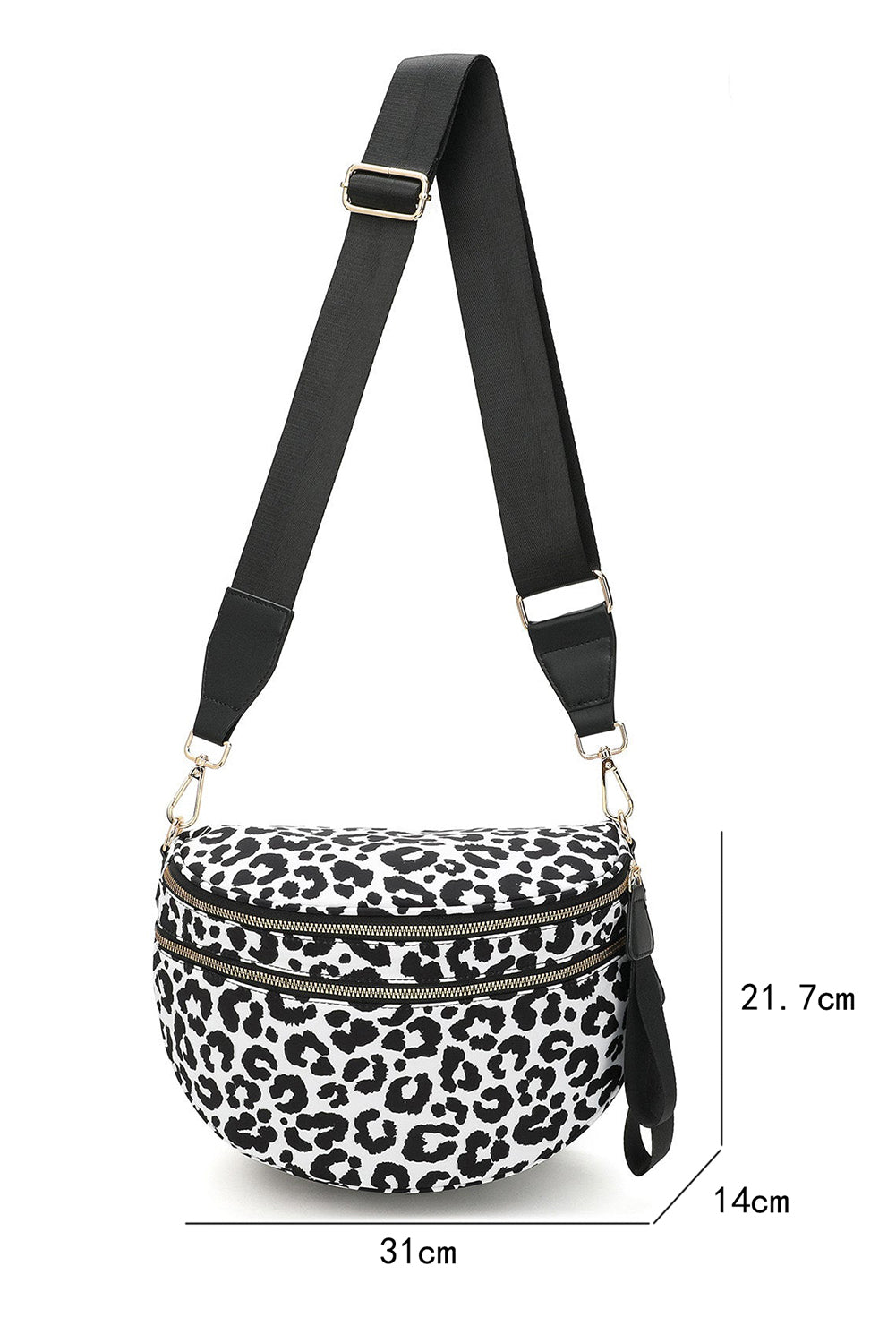 White Checkered Print Wide Strap Large Crossbody Bag a526643c756ed30f