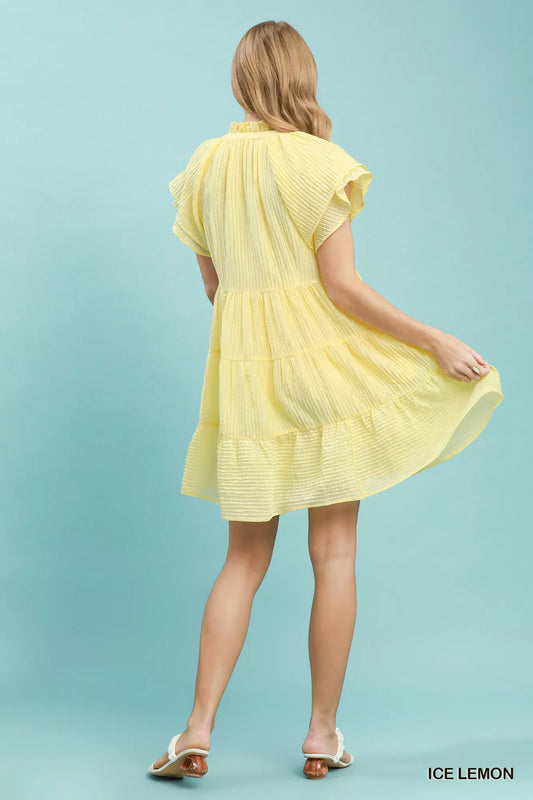 Tiered Ruffle Sleeve Textured Mini Dress a5285828-dea2-408e-bc19-df23d32cae73-Max-Origin