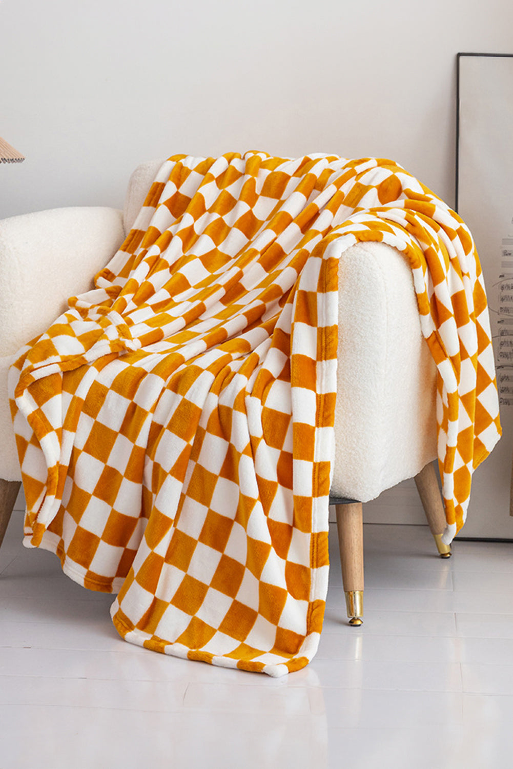Navy Blue Checkerboard Printed Soft Throw Blanket 120*200cm a52bdb15afc0c537