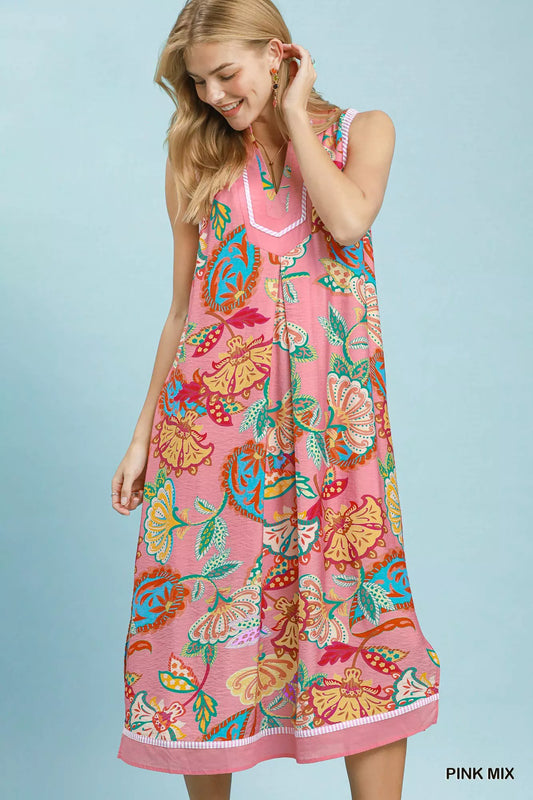 Paisley Floral Sleeveless Midi Dress PINK MIX a53f5471-62ff-4b1e-89ac-2c88f6a2cbd7-Max-Origin