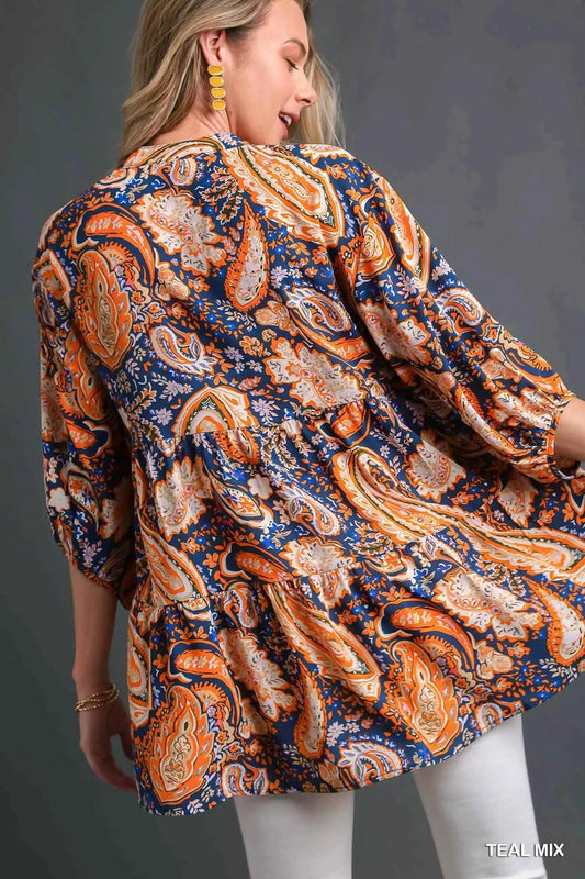 Mix Paisley Boho Tunic Blouse a5461ae0-17f1-4b76-aac9-e446755579c4-Max-Origin