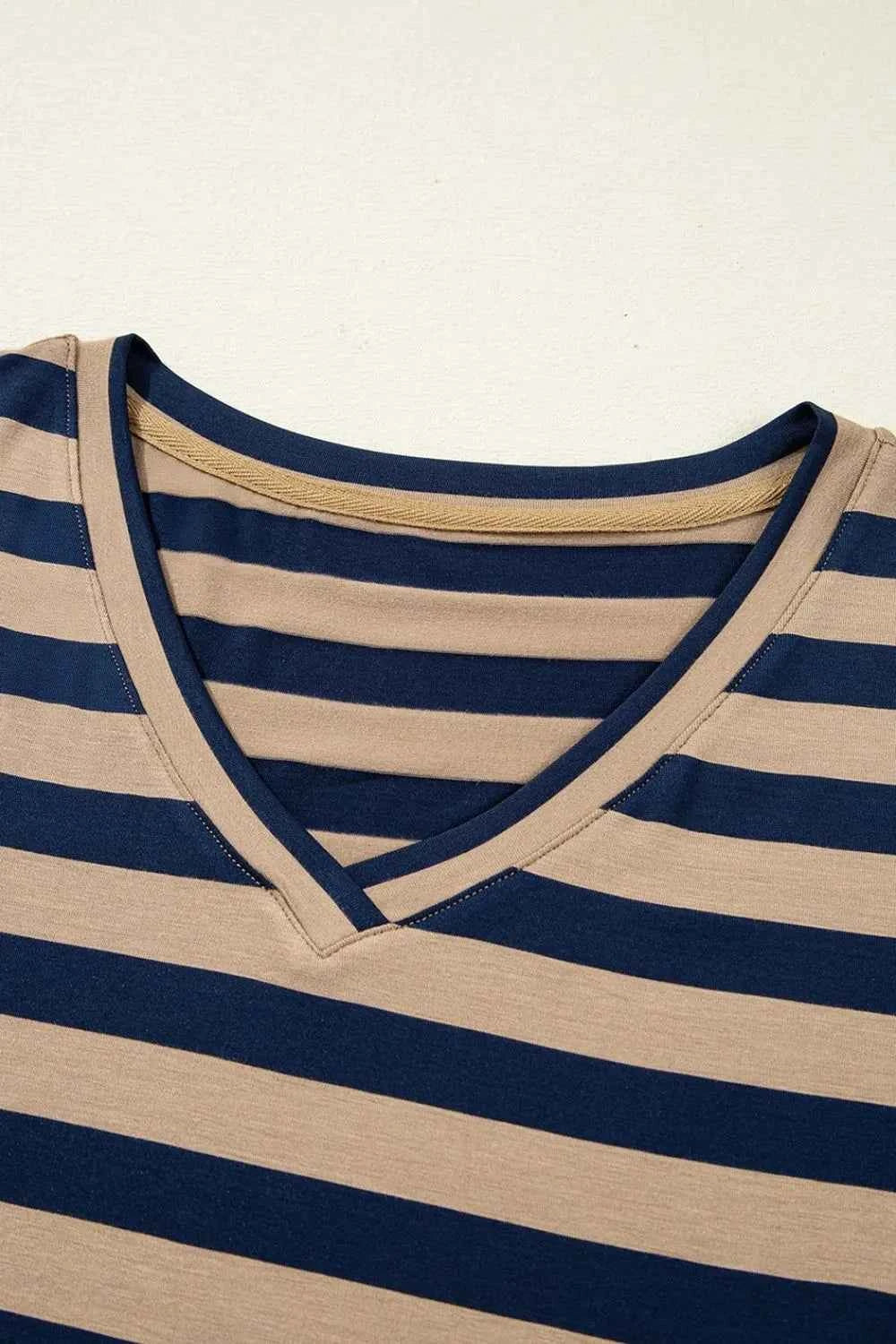 Casual Striped V-Neck Midi T-Shirt Dress a54d1114-f808-4347-b854-9f000118a0f6-Max