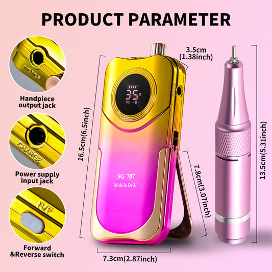 Portable Electric Nail Drill Cordless, 35000 RPM Electric Nail File With Holder,Rechargeable Nail Drill E Filer For Nails,Electric Nail Buffer Nail Filer Electric Tool For Women a54f7da3-585c-47a8-a73d-20d26dc1f197