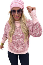 Pink Leopard Print Patchwork Crew Neck Sweatshirt a5563702ded88d78
