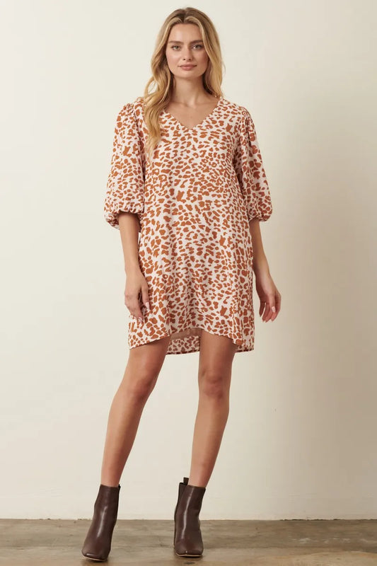 Animal Print Puff Sleeve Mini Dress a56a4bb3ae2c4790be164aa4e4b28607-Max-Origin