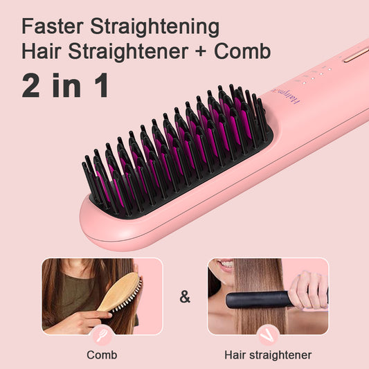 Portable USB Rechargeable Cordless Men Beard Hair Straightener Brush Mini Wireless 2 In 1 Woman Hair Straightener Comb a5807834-9060-4f51-80dd-23f6dd840995