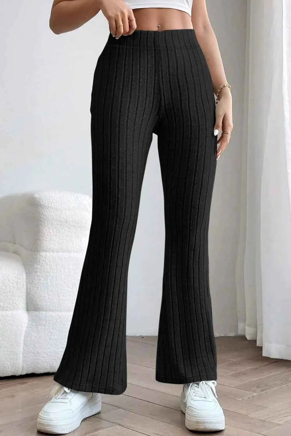 Basic Bae Full Size Ribbed High Waist Flare Pants a58e1da6-40c6-4a0d-abc0-140821bf7a54-Max