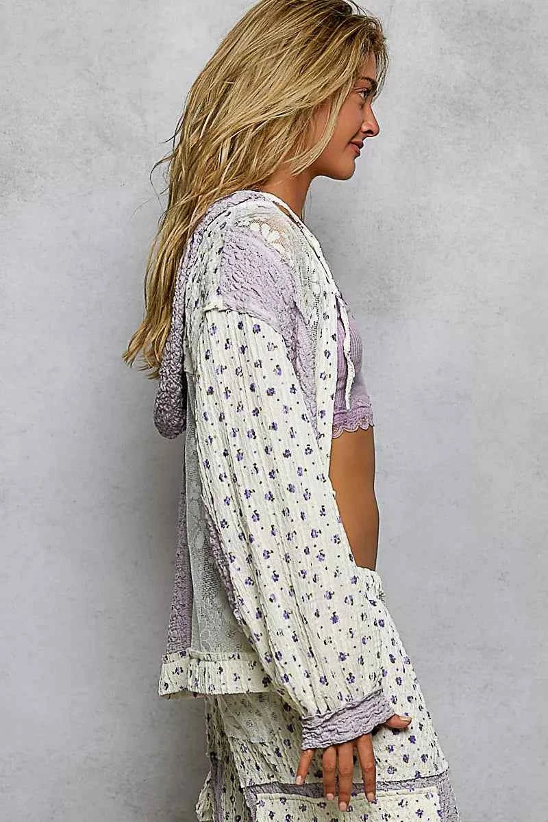 POL Floral Balloon Sleeve Hooded Lace Jacket with Stitch Detail a5917e03-5c78-4735-a607-425829d43e9e-Max-Origin