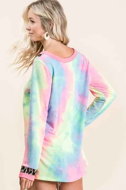 BiBi Tie Dye Terry V-Neck Top a592743f558944a6817c43cce4bf92b9-Max-Origin