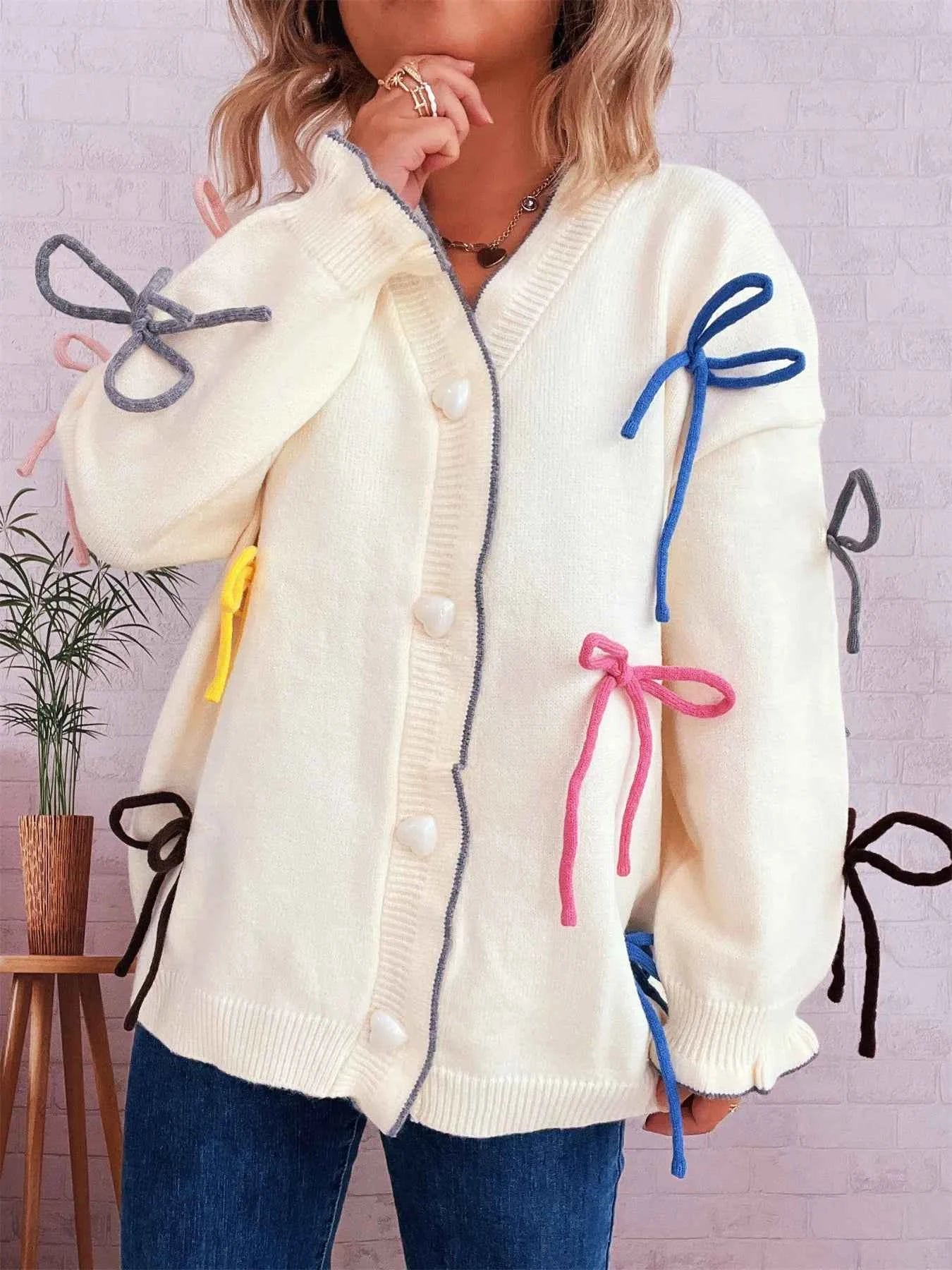 Bow Tie Button Up Cardigan a5955b8dfa25496792536e23b79b7a53-Max-Origin