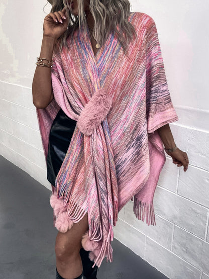 Heathered Fringe Hem Poncho