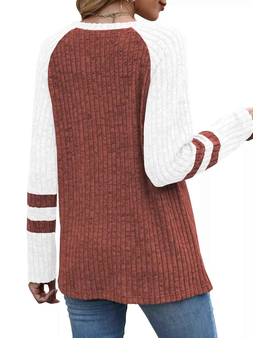 Ribbed Round Neck Raglan Sleeve Top a5a3774465854533865b8ca5cedb746f-Max-Origin