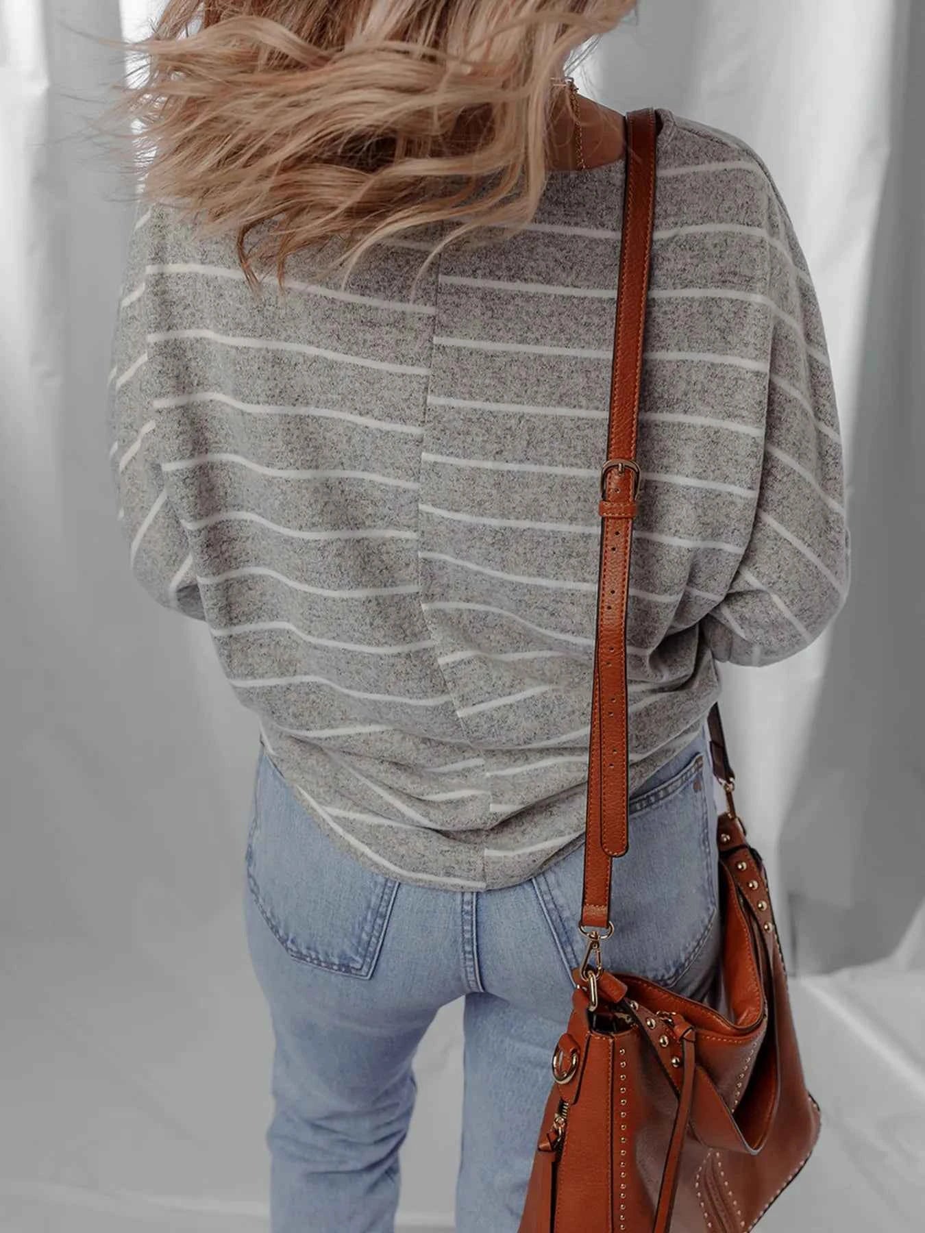 Stripe Dolman Sleeve Drop Shoulder Top a5a95a52c9ce45f2920b3e8271018823-Max-Origin
