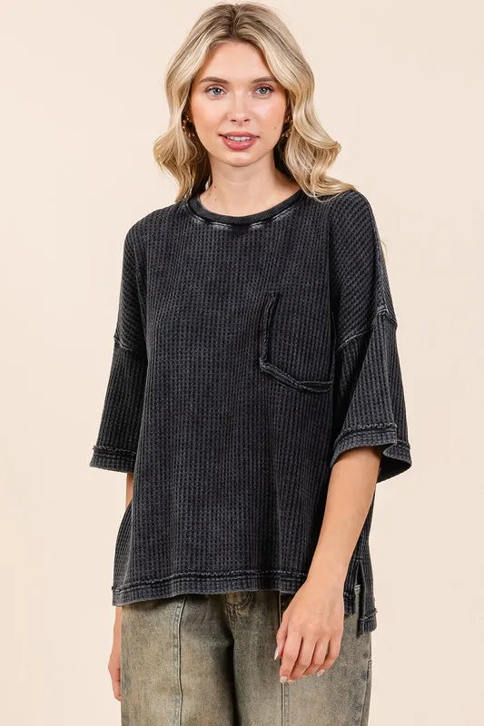 Mittoshop Mineral Wash Waffle Knit Short Sleeve Top a5aa8253-6835-408f-a07b-7f7cf2022af9-Max