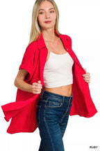 Zenana Woven Airflow Button Down Shirt a5b0fae2-7d0f-485a-bc09-bc546a11e8a7-Max-Origin