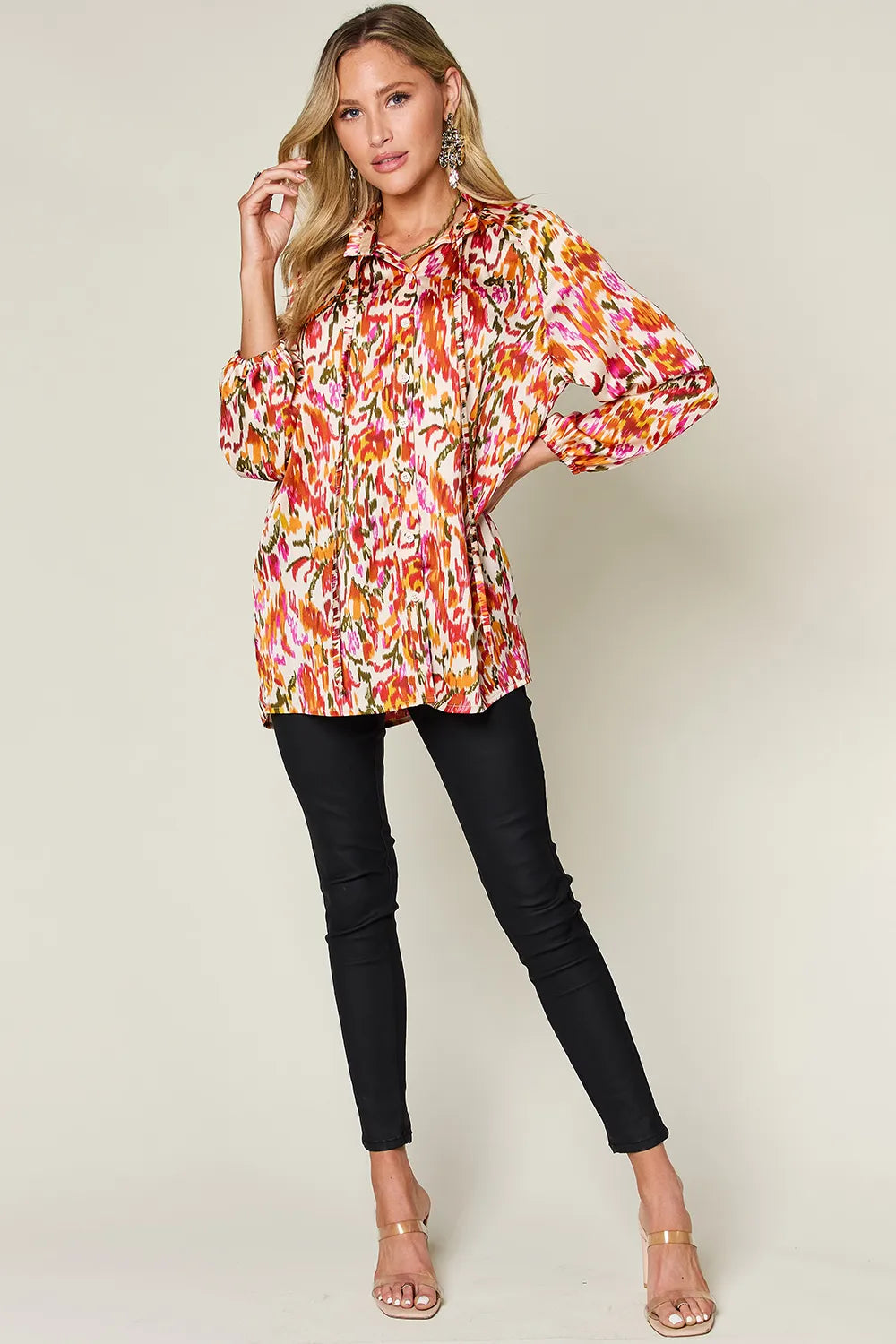 Double Take Full Size Printed Button Up Long Sleeve Shirt a5ccd5b6-02b6-4f36-a633-c35097220bb2-Max