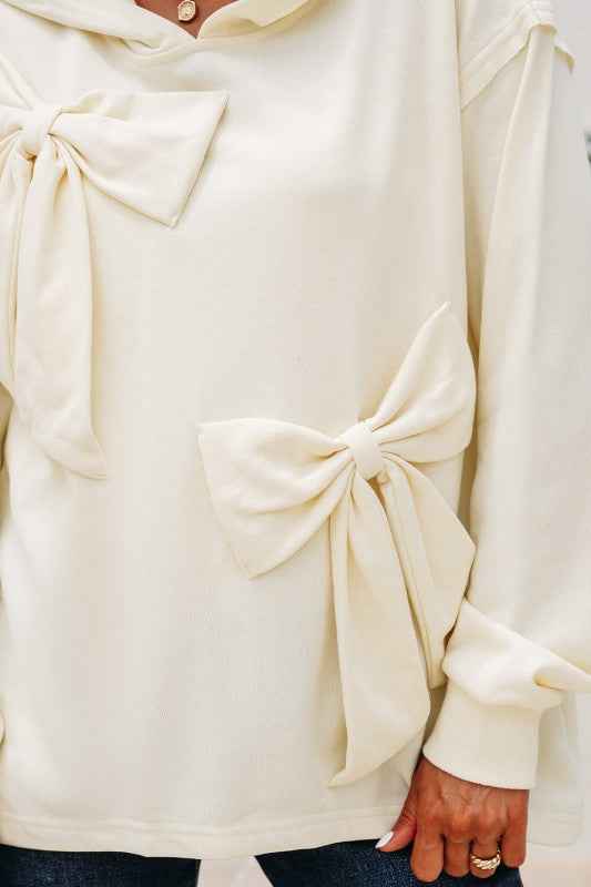 Solid Bow Long Sleeve Hoodie a5d3e5d3-346c-4b4b-a18e-de335b79b412