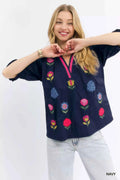 Umgee Embroidered Floral Top with Contrast Trim NAVY a5d8efc7-1e0b-4d86-9be3-2d14f3ad3c45-Max-Origin
