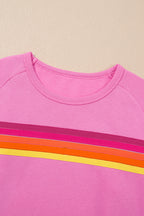 Bonbon Colorful Striped Long Sleeve Pullover and Shorts Set a5e5c10de5230918