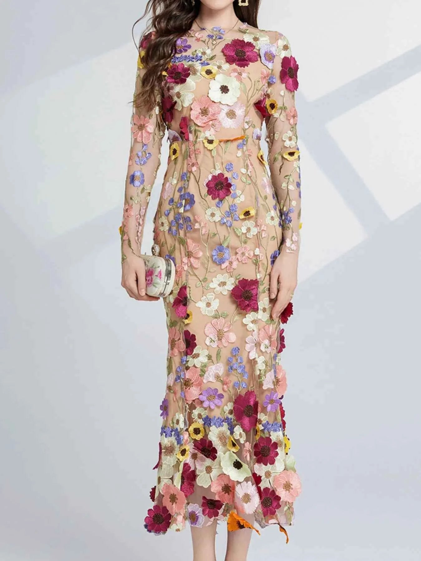 Floral Embroidered Mesh Long Sleeve Midi Dress a5ec1b2f-fb8b-44c3-9eca-0dfc1dc93ca8-Max-Origin