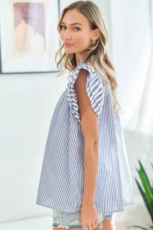 Full Size Striped Flutter Sleeve Blouse a5ec89b3-f18b-499f-a757-07fedf2061d3-Max