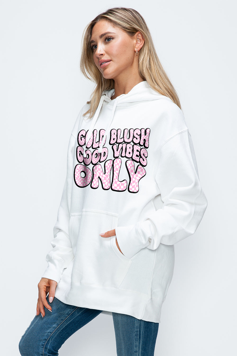 Simply Love Full Size Letter Graphic Long Sleeve Drawstring Hoodie