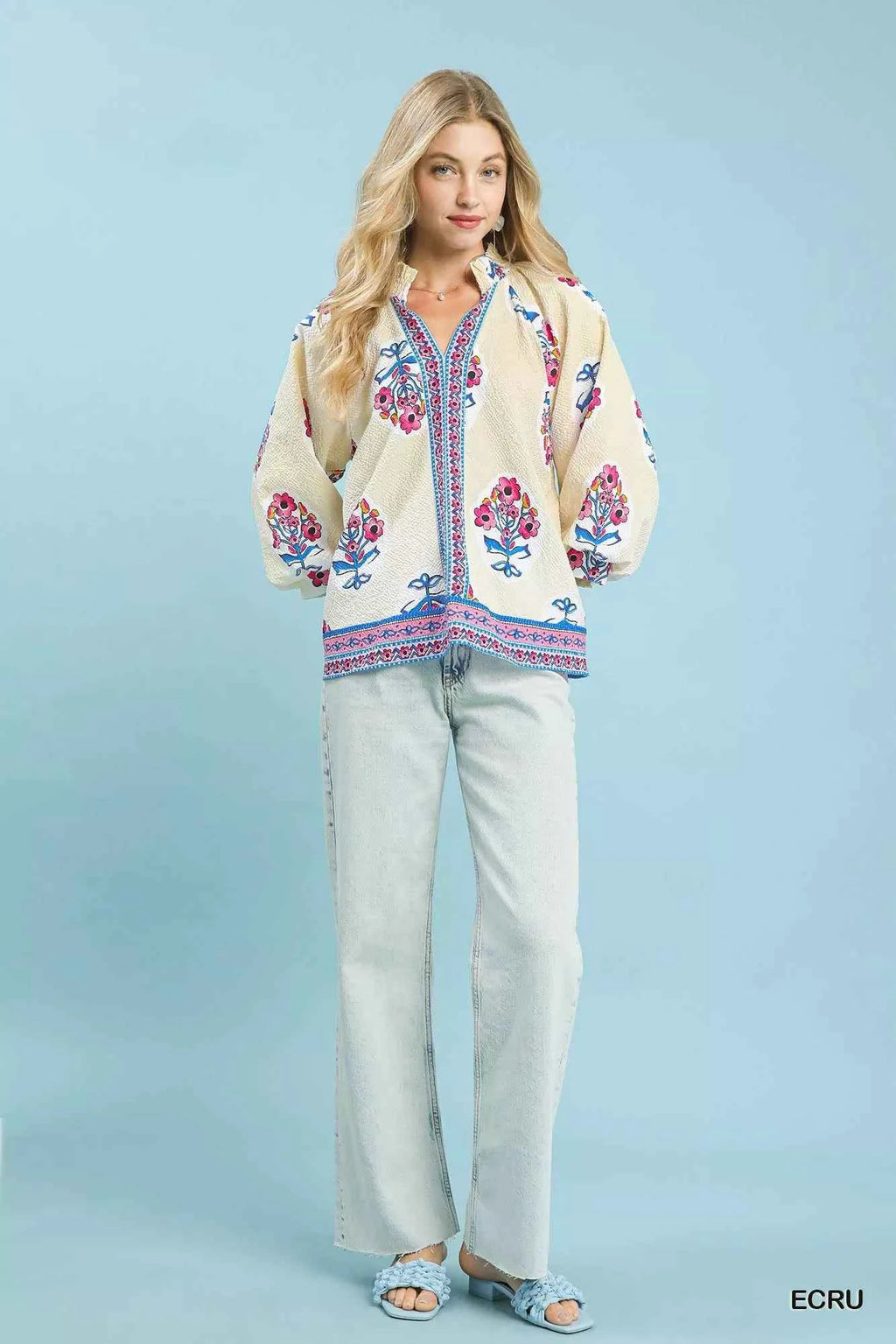 Umgee Boho Floral Print Tunic Blouse a604415d-ef6c-450b-9b49-1522dc355e21-Max-Origin