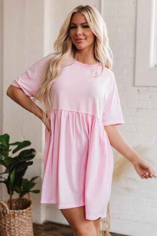Estella Pocketed Raw Edge Babydoll Dress a6081287-90a2-4e9a-ab34-f144ca820107