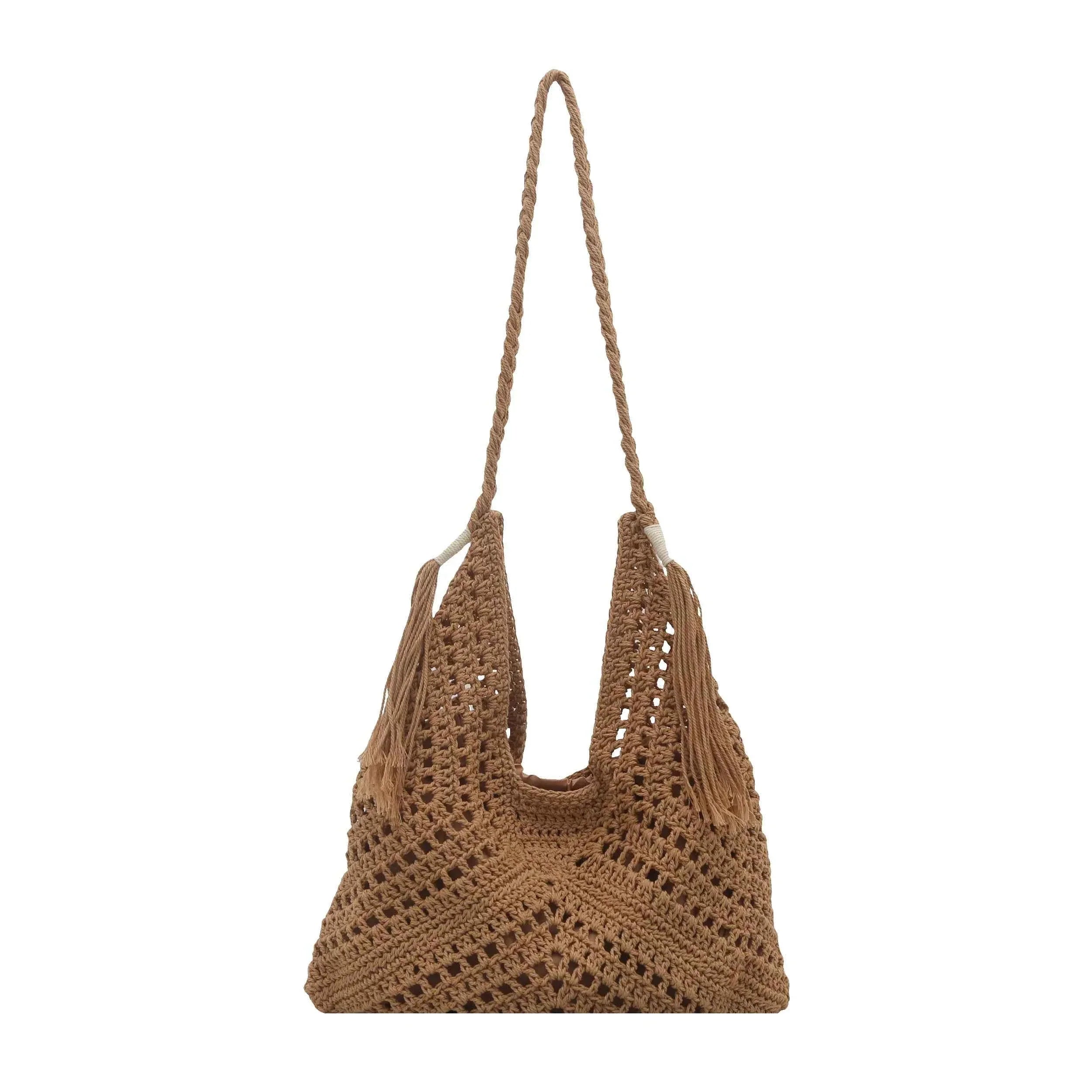 Tassel Crochet Crossbody Bag Brown onesize a60f3594897d4509adc53f7ef4e43a2f-Max-Origin