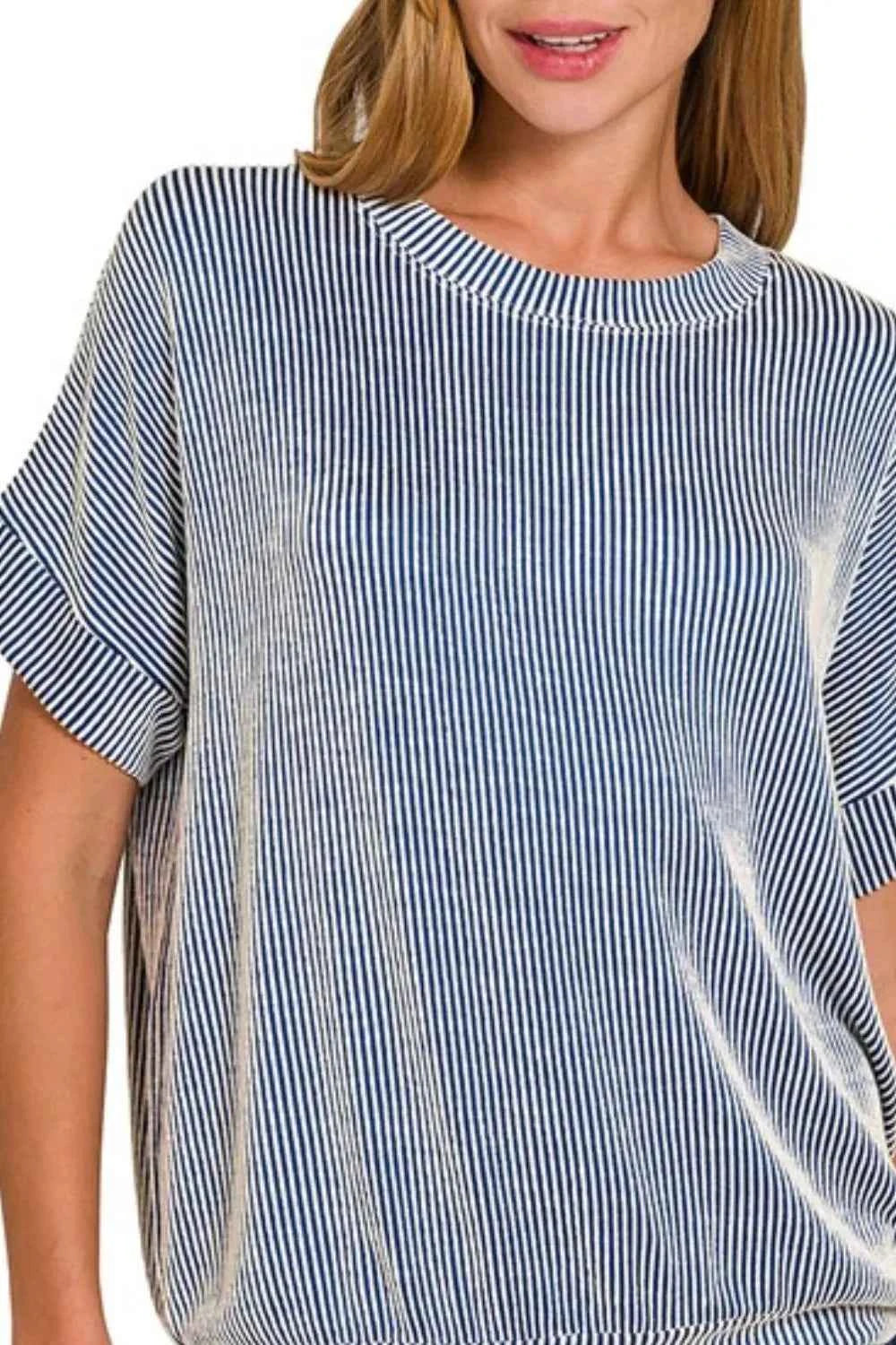 Zenana Corded Rib Short Sleeve T-Shirt a6138098-35e9-4676-bc78-1dc1421062f2-Max-Origin