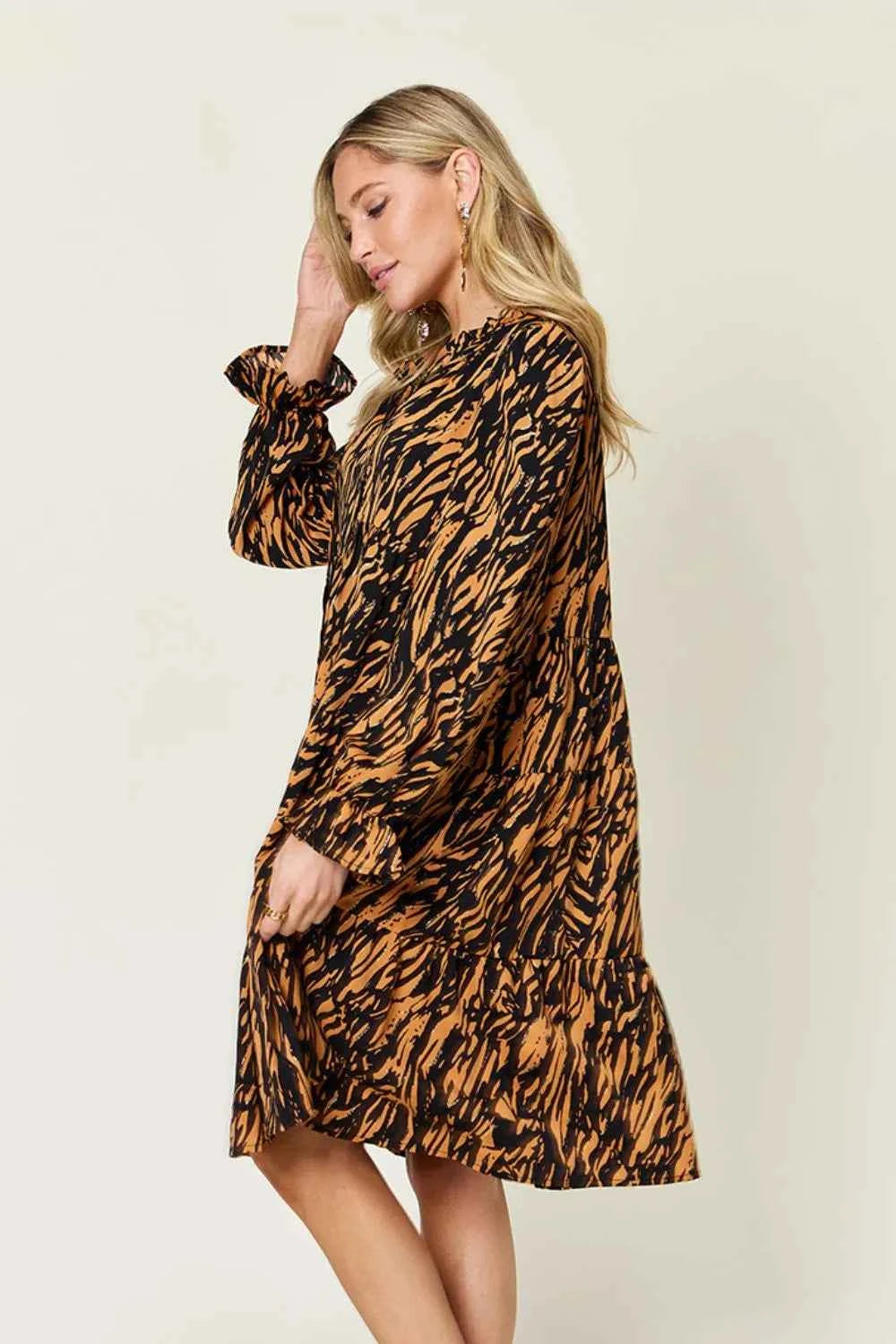 Double Take Full Size Printed Ruffle Hem Long Sleeve Dress a623b87a-ff48-46f9-a313-01cbdc64c225-Max