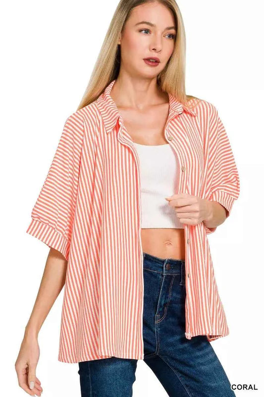 Oversized Stripe Button Down Shirt a626d9ed0ed446c6a08958aa8d59a16f-Max-Origin