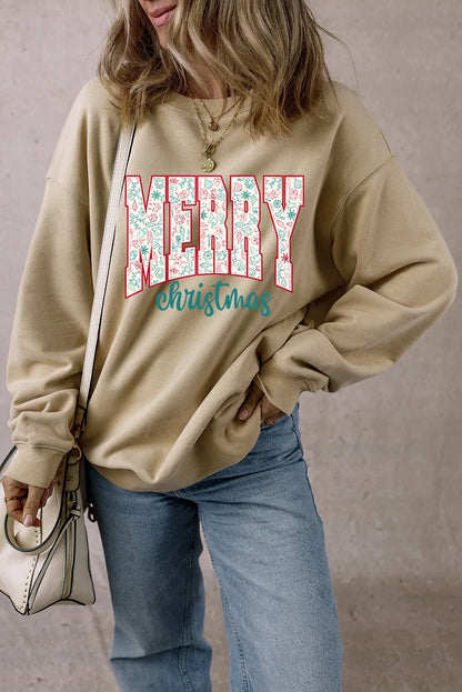 MERRY CHRISTMAS Round Neck Long Sleeve Sweatshirt