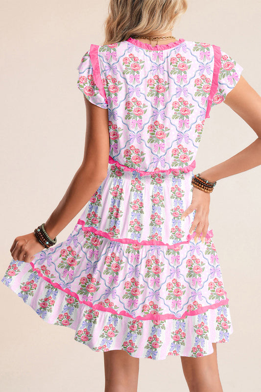 Purple Tiered Ruffles Sleeveless Summer Floral Dress a62e8bf25bf78755