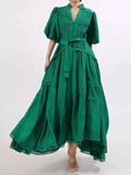 Lace Detail Notched Puff Sleeve Maxi Dress Green a638ffd4-dfe4-43b4-b273-9d78fd7d8ff7-Max-Origin