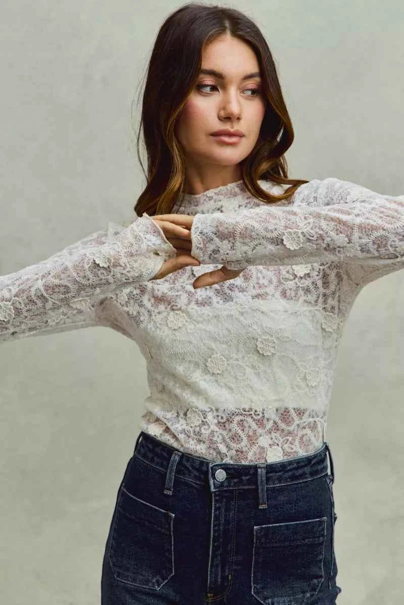 SO ME Lace Long Sleeve 3d Effect Floral Layering Top a63ba104ccf74fca8b7b5c358d7e70cb-Max-Origin