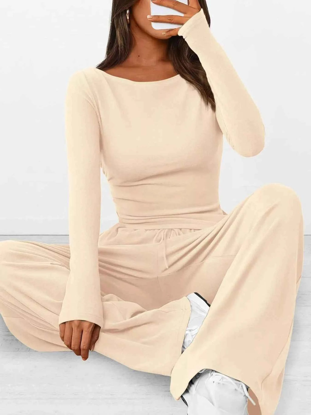 Long Sleeve Top and Wide Leg Pants Set a6457c99665d4523b42f3d649dc46f49-Max-Origin