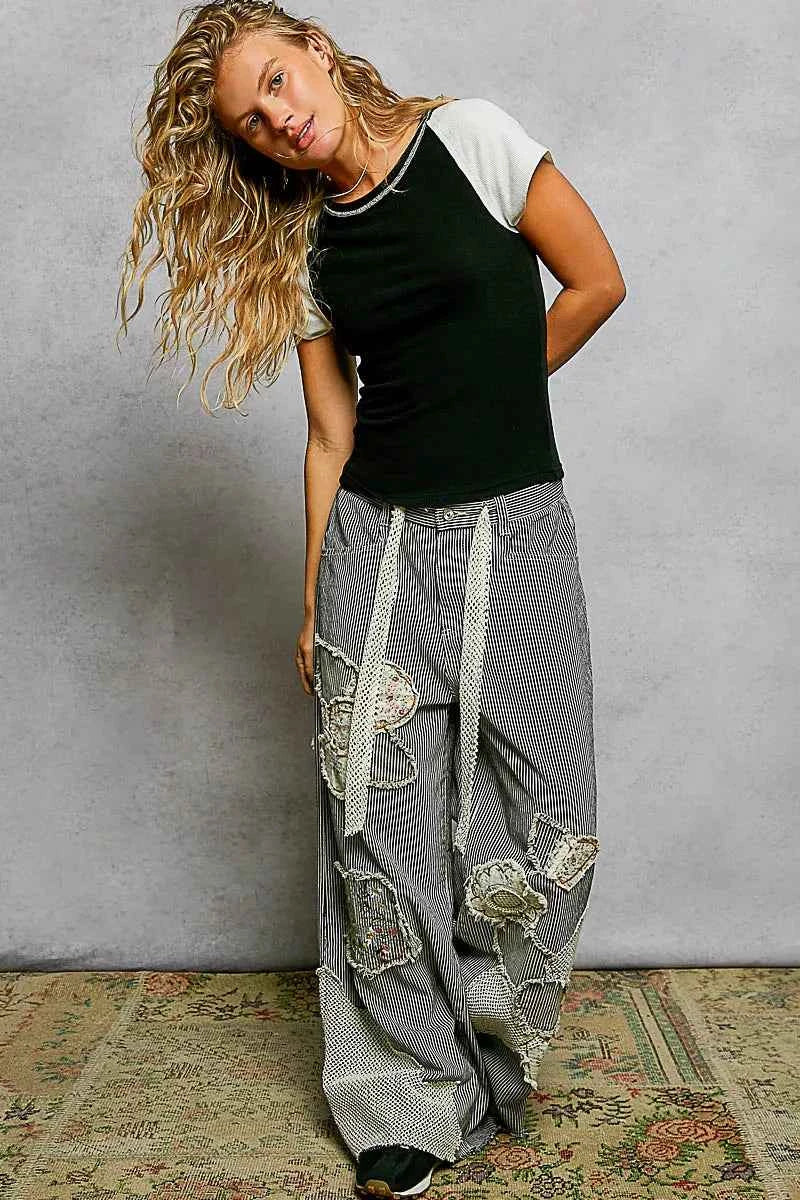 POL Round Neck Outseam Detail T-Shirt with Contrast Color Sleeves a647dd1a-7eb6-448a-8609-3267444b9617-Max-Origin
