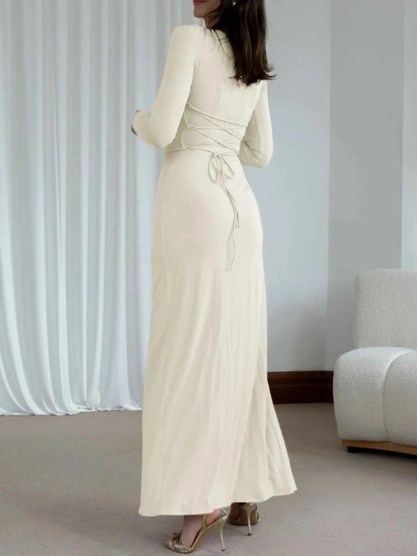 Ruched Long Sleeve Maxi Dress a64c0c04974b4af08acd97102e1a20cf-Max-Origin