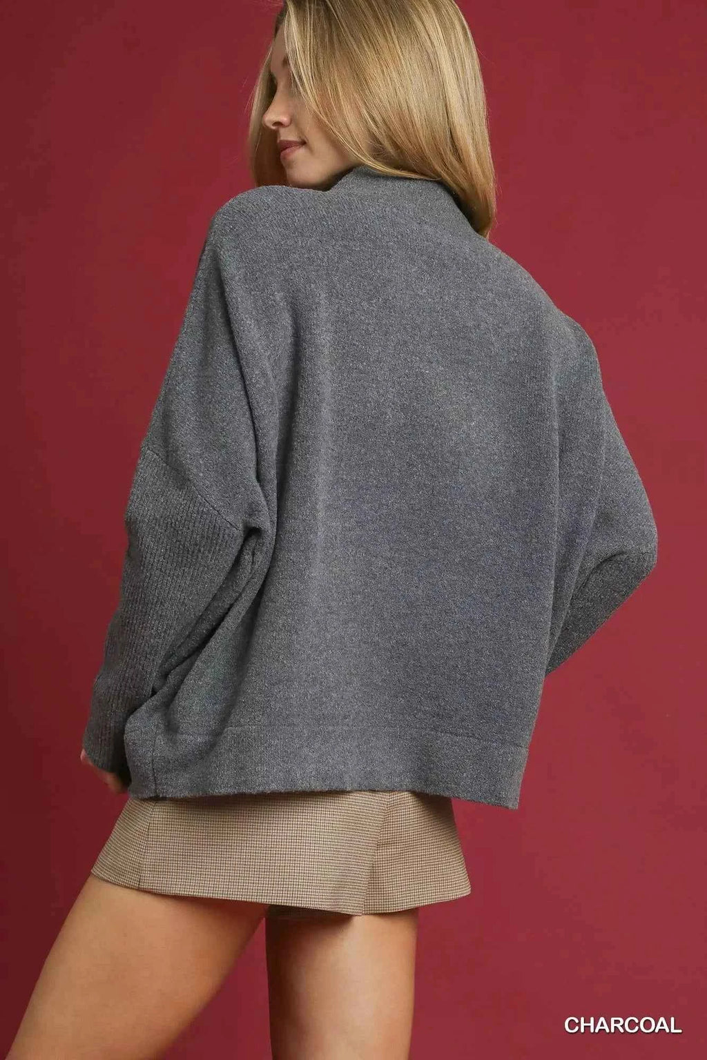 Umgee V-Neck Sweater with Wide Trim Detail a64d54e7-2929-415f-9bb8-d4b9453e716f-Max-Origin