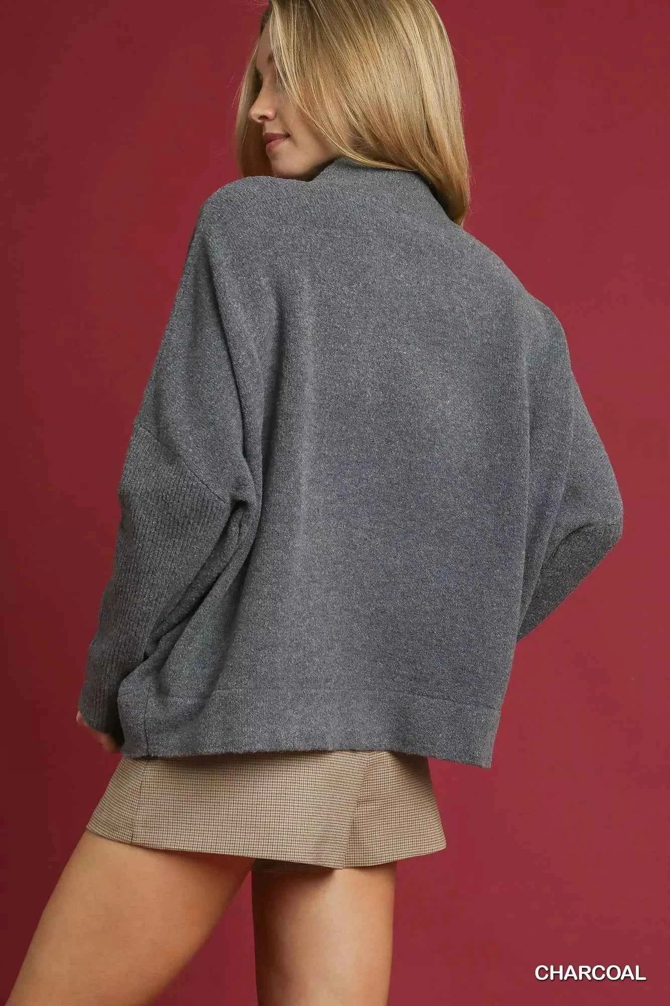 Umgee V-Neck Sweater with Wide Trim Detail a64d54e7-2929-415f-9bb8-d4b9453e716f-Max-Origin