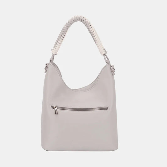 David Jones Woven Handle PU Leather Handbag a652ceb8-eecf-4123-89a9-0b0275314a44-Max