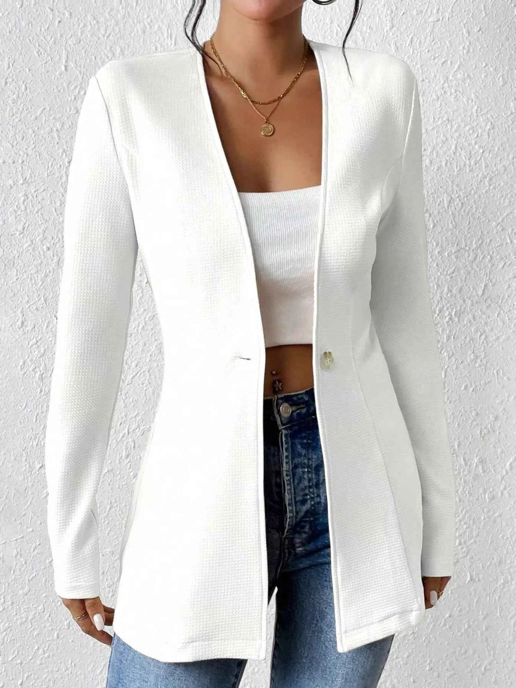 One Button Long Sleeve Blazer a656e1b962ea4e8c91986861241afa14-Max-Origin