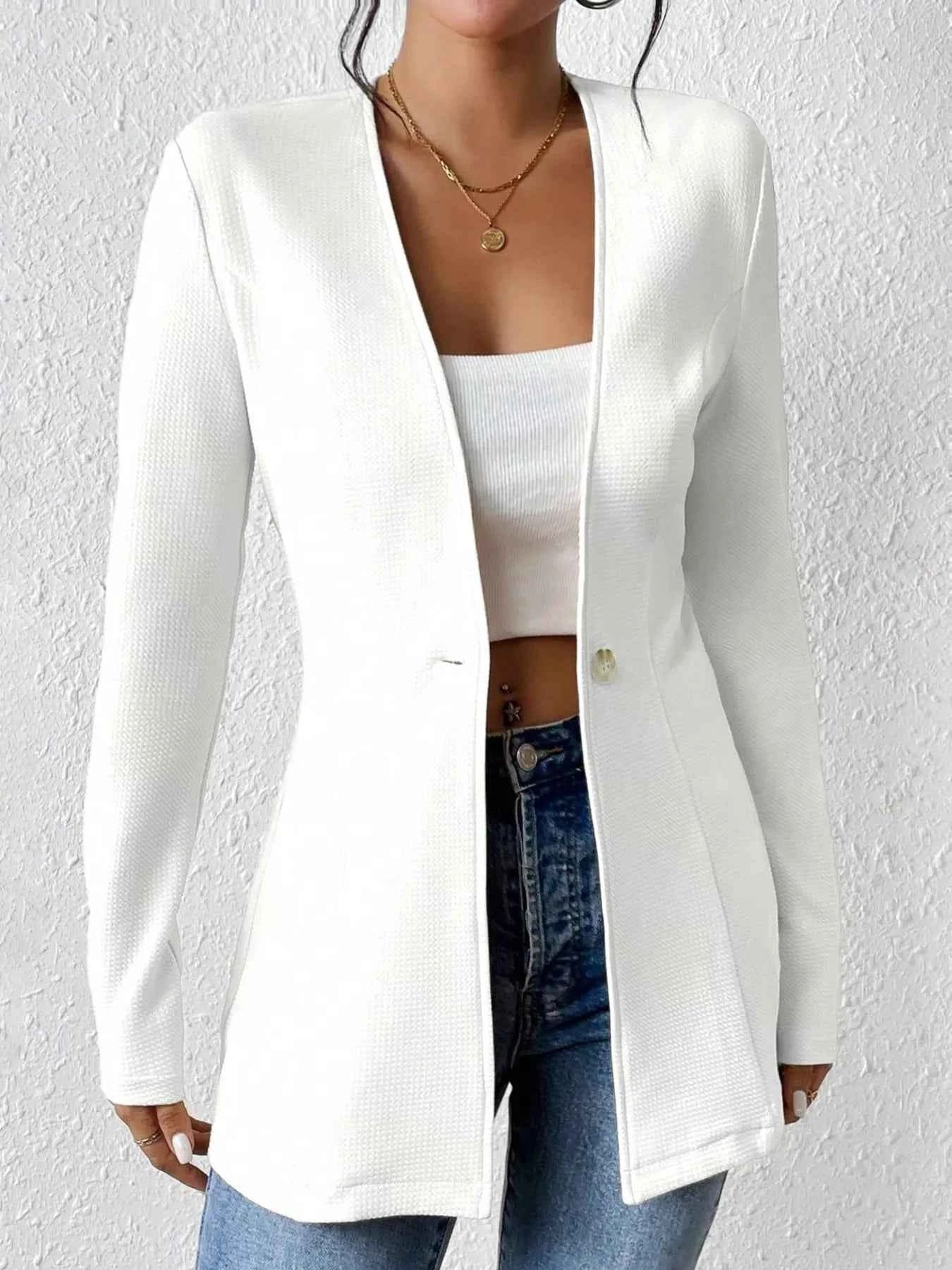 One Button Long Sleeve Blazer a656e1b962ea4e8c91986861241afa14-Max-Origin